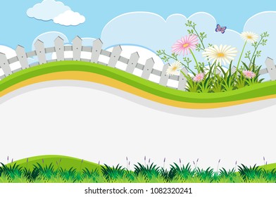 Flower Fence and Hill Template illustration
