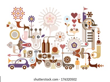 The Flower Festival - isolated vector illustration on white background. Flower exhibition.