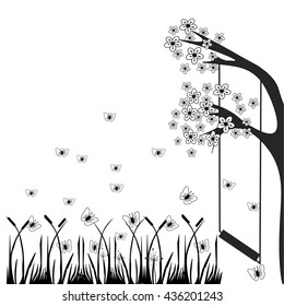 Flower field silhouette