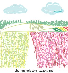 flower field sketch vector