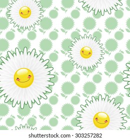 Flower fields of white flowers.Jolly chamomile on seamless background.