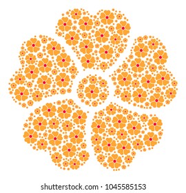 Flower figure composed in the figure of flower pictograms. Vector iconized collage made from simple items.