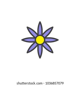 Flower filled outline icon, line vector sign, linear colorful pictogram isolated on white. Floret symbol, logo illustration. 