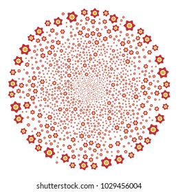 Flower fireworks globula. Object pattern created from random flower icons as festive cluster. Vector illustration style is flat iconic symbols.
