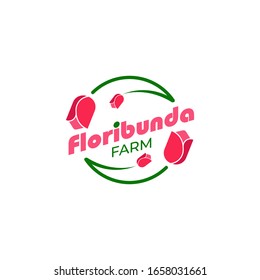 Flower firm vector logo template with pink tulip flower