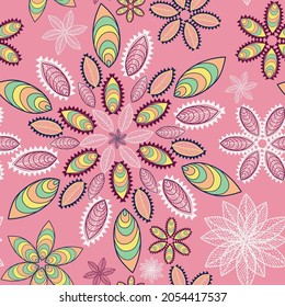 Patrón abstracto de hoja de pescado de flores, diseño de superficie, diseño de impresión, patrón de repetición. Diseño textil, tejidos, bellas vestimentas, papel pintado, envolturas, productos de decoración casera.