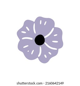 Eine Blume mit fünf Blütenblättern im Doodle-Stil. Vektorgrafik einzeln auf Blumen.