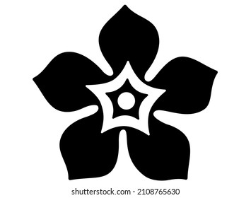 Flower with five petals - vector silhouette picture for logo or pictogram. Plant flower - linear silhouette sign or icon