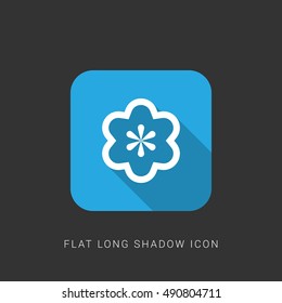 Flower Flat blue long shadow Icon / Logo Design