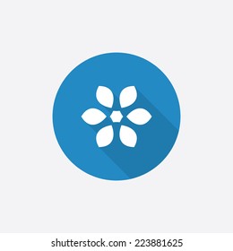 flower Flat Blue Simple Icon with long shadow, isolated on white background  