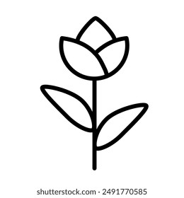 Blume mit flachem Design und Monoline-Stil