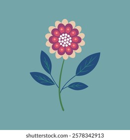 Flower flat design on Sky Color  background