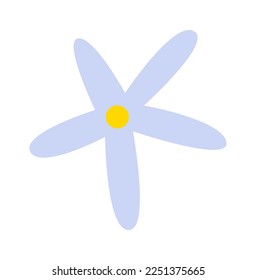 Flower flat icon Cute cartoon plant with white petals. Vector illustration