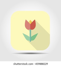 flower flat icon with long shadow, vector illustration