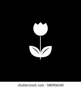 Flower Flat Icon On Black Background