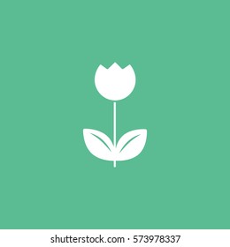 Flower Flat Icon On Green Background