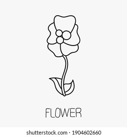 Flower flat isolated luxury icon vector on white background. Thin floral symbol with black outline. Bohemian minimalistic sign design