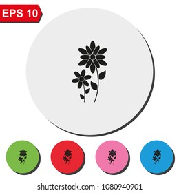 Flower flat round colorful vector icon.