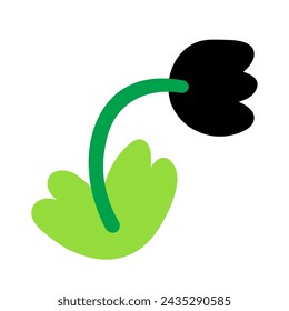 flower in flat style in vector. template for greeting card design sticker poster