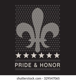 Flower ( fleur de lis) illustration, t-shirt graphics, vectors, typography