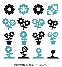 flower, flora icon set