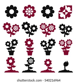flower, flora icon set