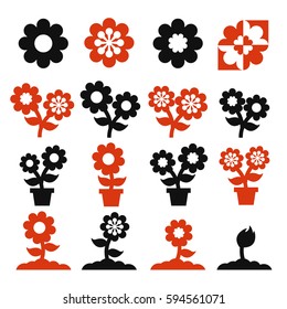 flower, flora icon set