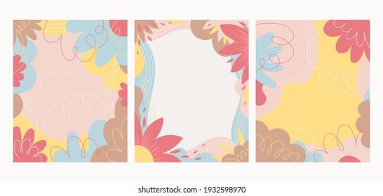 Flower and Floral Abstract Background Set, Soft Color, Beauty and Cosmetic Concept