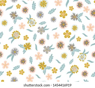 flower floral background seamless pattern on white