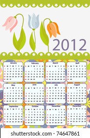 Flower floral calendar for year 2012 (EPS10)