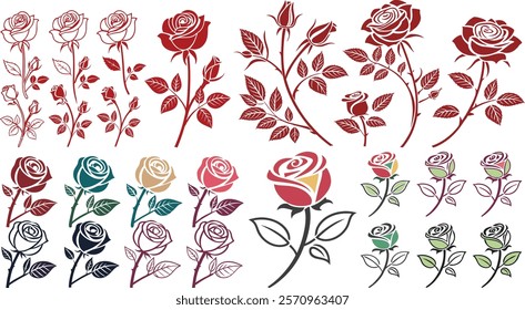 flower, floral, design, blossom, element, graphic, decoration, garden, decorative, collection, vector, drawing, flora, art, beauty, rose, illustration, leaf, beautiful, decor, botany