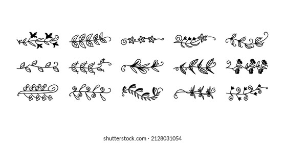 Flower and floral divider-realated vector element with line style. Perfect for any purpuse use. Decorative outline cector illustration. Floral divider.