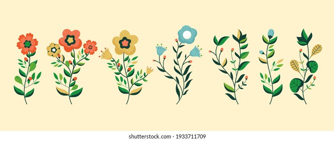 Flower and floral graphic elements in vector format. Set of flowers to use in your own design.