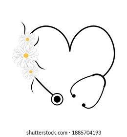 flower floral heart stethoscope vector	