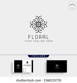 flower floral line beauty premium simple logo template