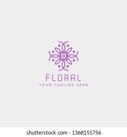 flower floral line beauty premium simple logo template