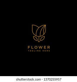 flower floral line beauty premium simple logo template