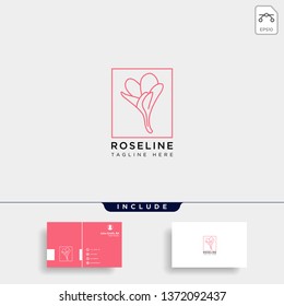 flower floral line beauty premium simple logo template with business card