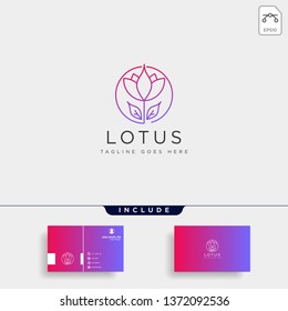 flower floral line beauty premium simple logo template with business card