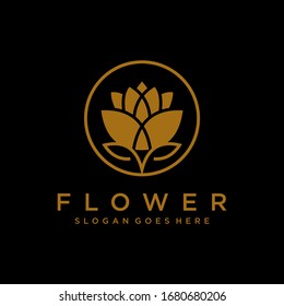 flower floral line beauty premium simple logo template