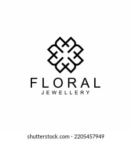 flower floral line beauty premium simple logo template