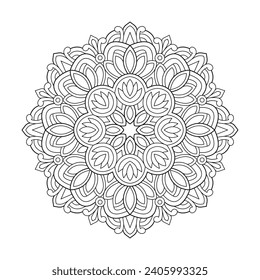 Flower Floral Mandala Design coloring book page vector file