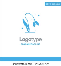 Flower, Floral, Nature, Spring Blue Solid Logo Template. Place for Tagline