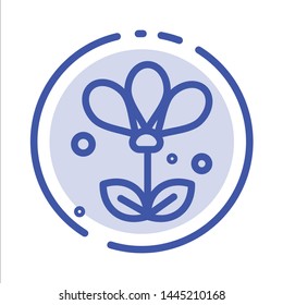 Flower, Floral, Nature, Spring Blue Dotted Line Line Icon