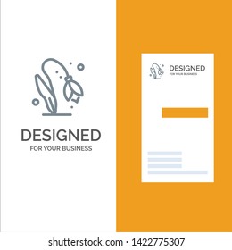 Flower, Floral, Nature, Spring Grey Logo Design and Business Card Template