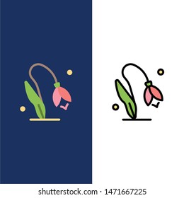 Flower, Floral, Nature, Spring  Icons. Flat and Line Filled Icon Set Vector Blue Background