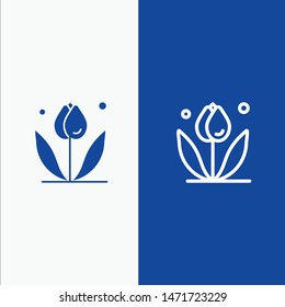 Flower, Floral, Nature, Spring Line and Glyph Solid icon Blue banner Line and Glyph Solid icon Blue banner