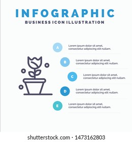 Flower, Floral, Nature, Spring Line icon with 5 steps presentation infographics Background