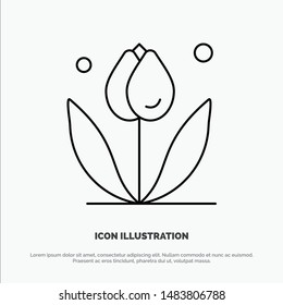 Flower, Floral, Nature, Spring Line Icon Vector