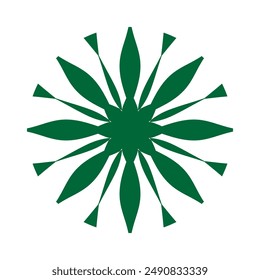 flower or floral ornament decorative vector design. Abstract flower icon  symbol vector illustration in green isolated on white